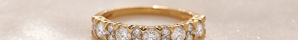 V prong Half Eternity Diamond Band, 14K Solid Gold, 1 ct Lab Grown Diamond-1