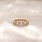 V prong Half Eternity Diamond Band, 14K Solid Gold, 1 ct Lab Grown Diamond-1