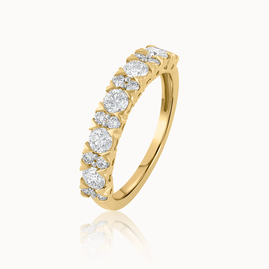 V prong Half Eternity Diamond Band, 14K Gold Vermeil, 1 ct Lab Grown Diamond-3