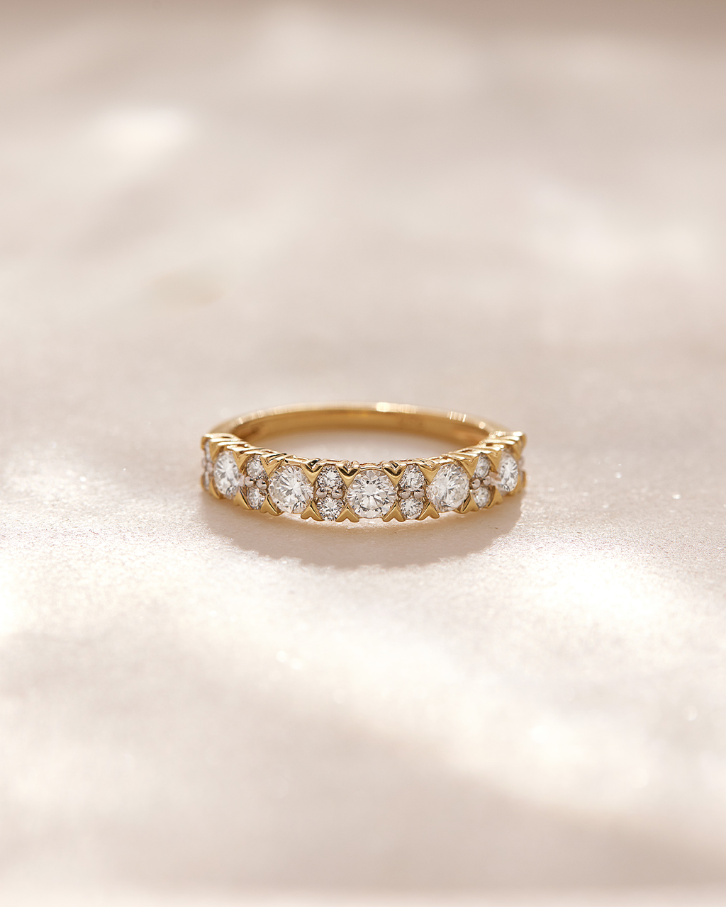 V prong Half Eternity Diamond Band, 14K Solid Gold, 1 ct Lab Grown Diamond-6