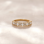 V prong Half Eternity Diamond Band, 14K Solid Gold, 1 ct Lab Grown Diamond-6