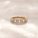 V prong Half Eternity Diamond Band, 14K Solid Gold, 1 ct Lab Grown Diamond-6