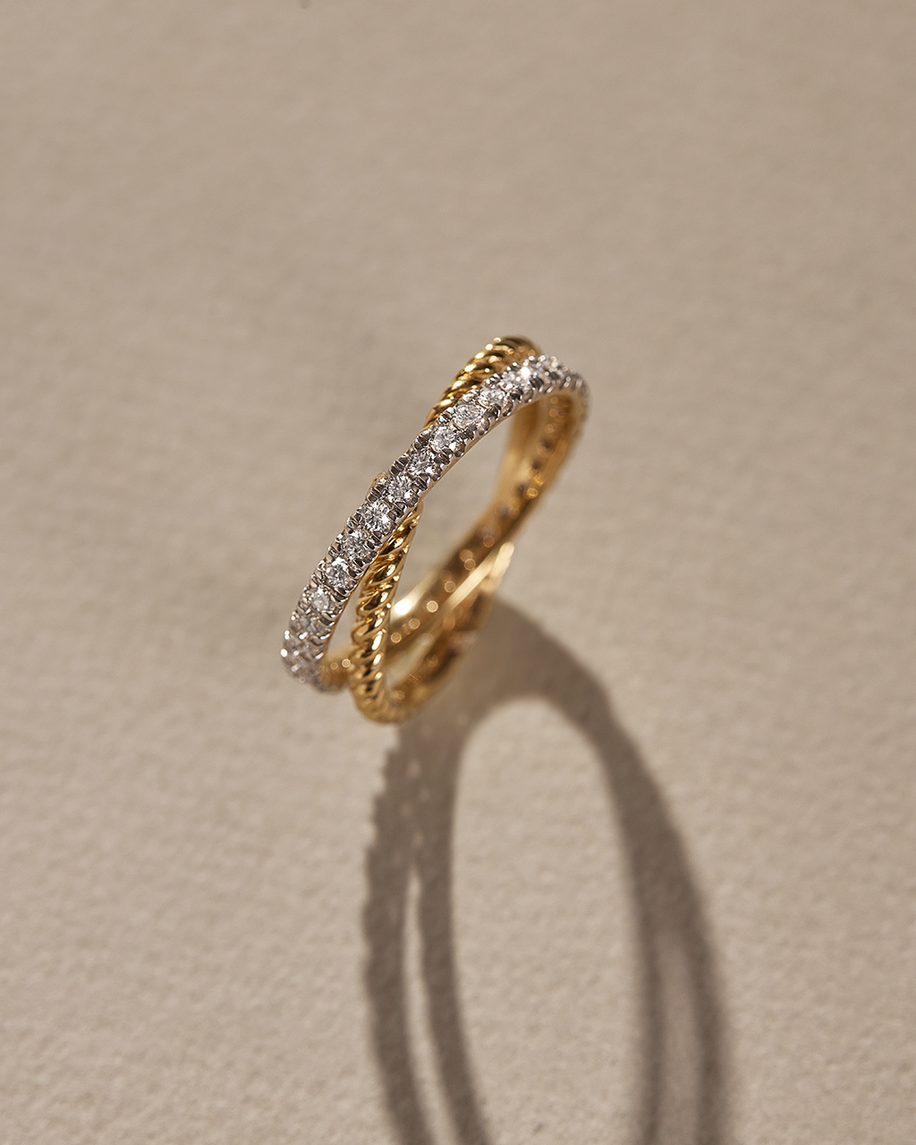 Two-Tone Twisted Interlocking Diamond Band, 14K Solid Gold, 5/8 ct Lab Grown Diamond-7