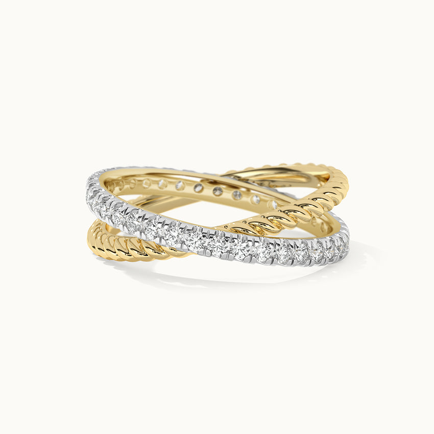 Two-Tone Twisted Interlocking Diamond Band, 14K Solid Gold, 5/8 ct Lab Grown Diamond-3