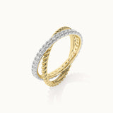 Two-Tone Twisted Interlocking Diamond Band, 14K Solid Gold, 5/8 ct Lab Grown Diamond-5