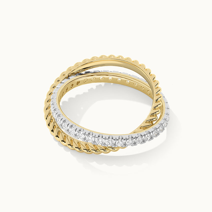 Two-Tone Twisted Interlocking Diamond Band, 14K Solid Gold, 5/8 ct Lab Grown Diamond-6