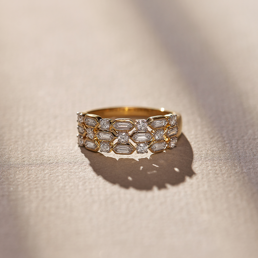 Station Baguette Diamond Band, 14K Solid Gold, 1/2 ct Lab Grown Diamond-1
