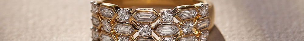 Station Baguette Diamond Band, 14K Gold Vermeil, 1/2 ct Lab Grown Diamond-1