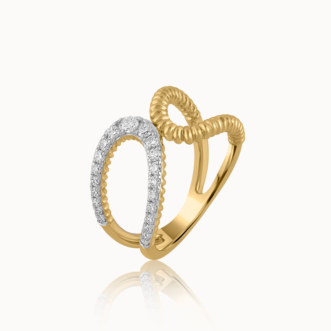 Bold Textured Diamond Band, 14K Solid Gold, 3/8 ct Lab Grown Diamond-3