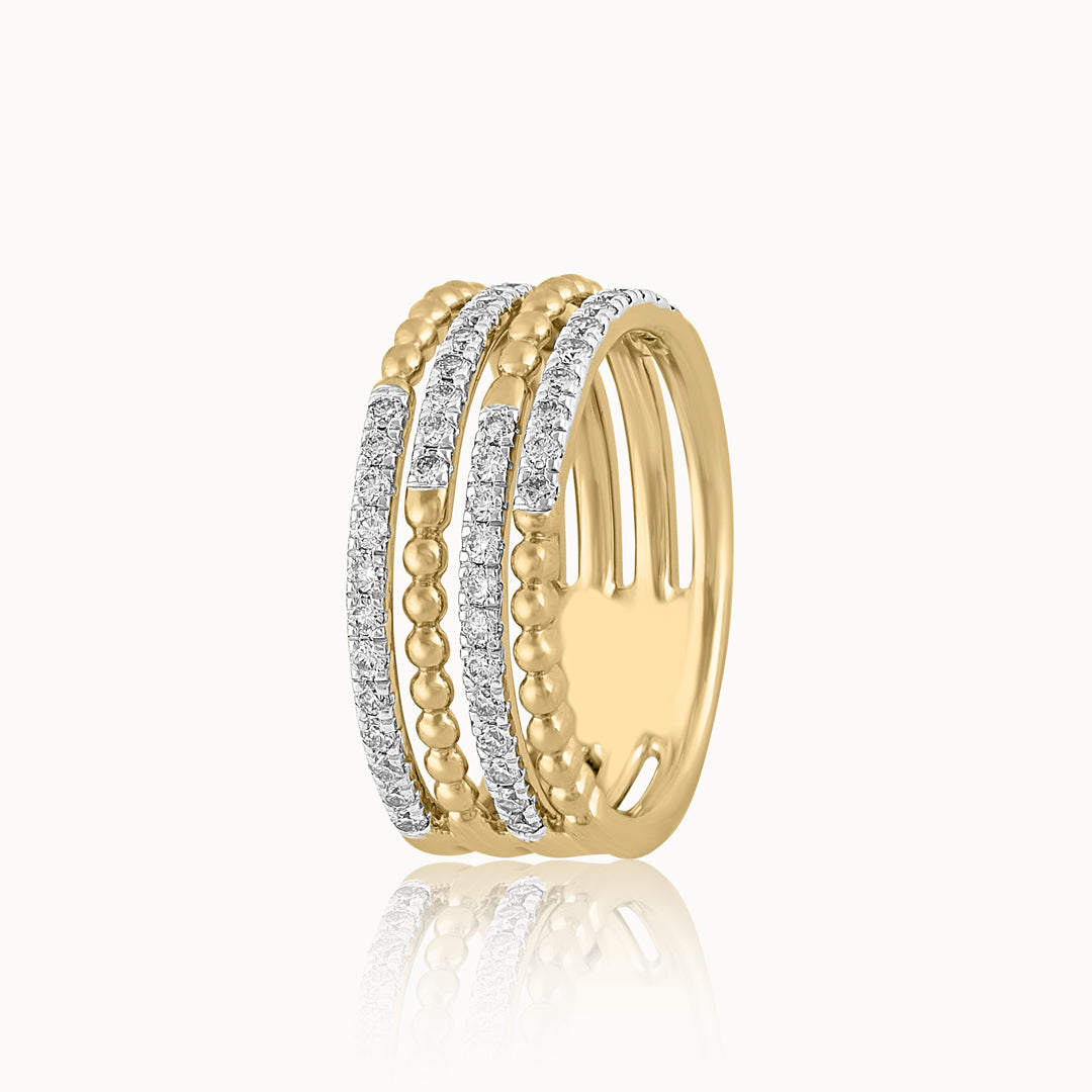 Multi-Row Beaded Diamond Band, 14K Solid Gold, 1/2 ct Lab Grown Diamond-3