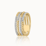 Multi-Row Beaded Diamond Band, 14K Solid Gold, 1/2 ct Lab Grown Diamond-3