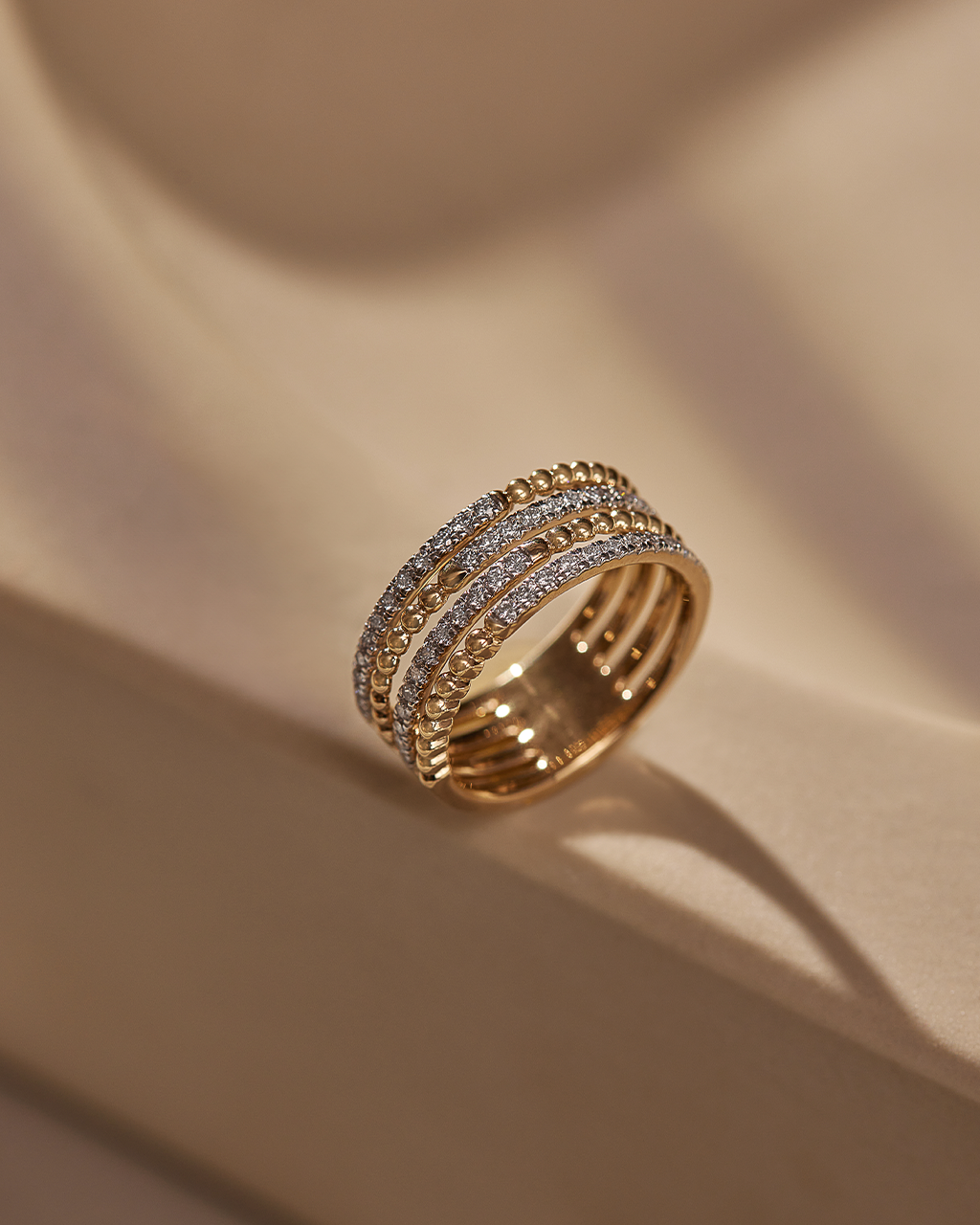 Multi-Row Beaded Diamond Band, 14K Solid Gold, 1/2 ct Lab Grown Diamond-6