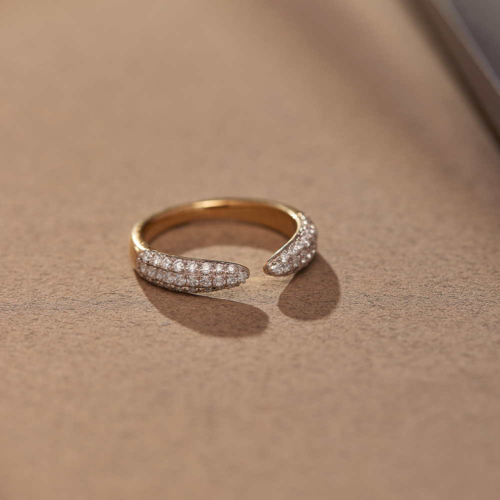 Pave Diamond Open Band, 14K Solid Gold, 1/2 ct Lab Grown Diamond-1