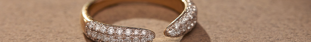 Pave Diamond Open Band, 14K Solid Gold, 1/2 ct Lab Grown Diamond-1