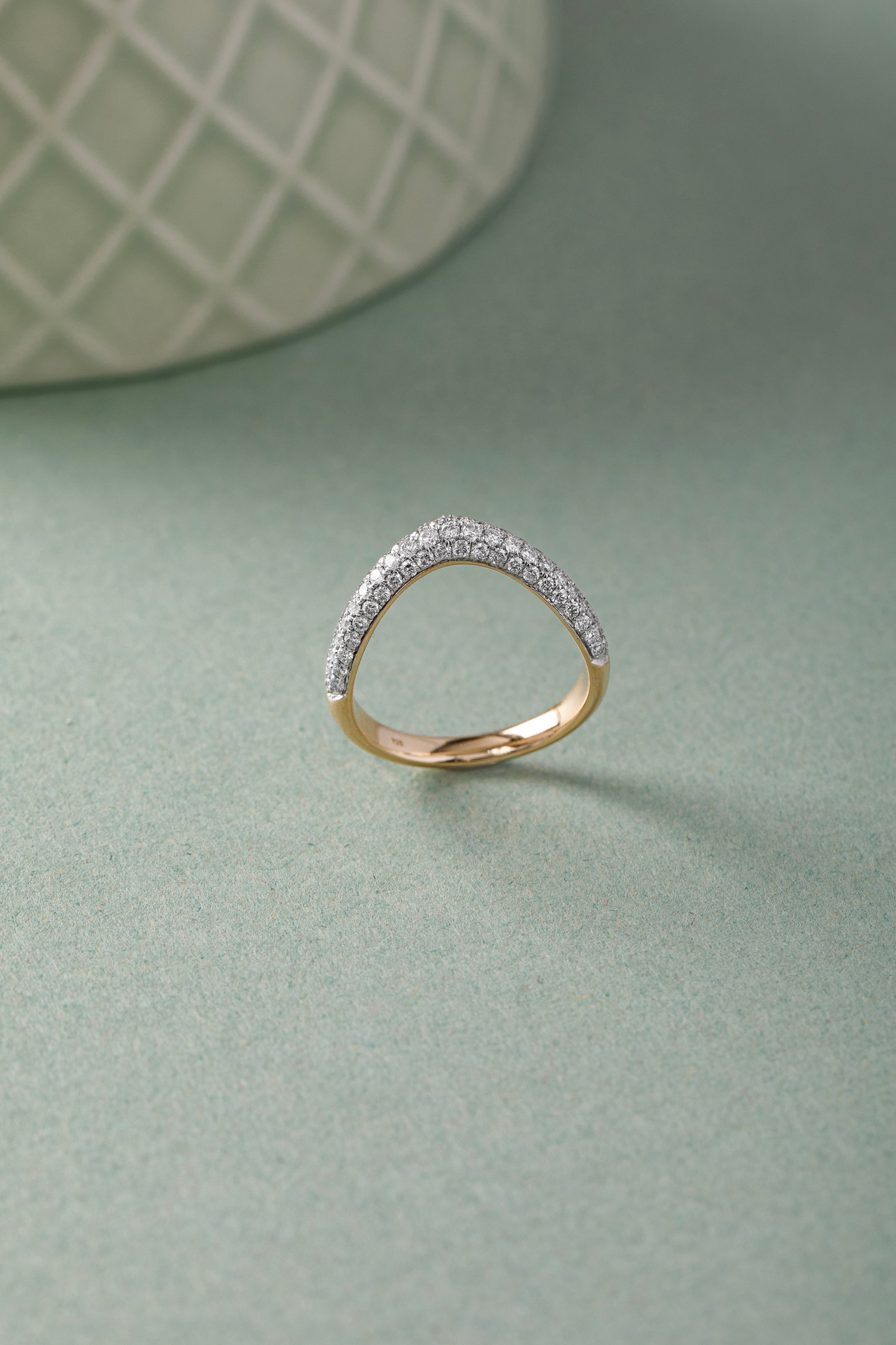 Pave Diamond Chevron Band, 14K Solid Gold, 5/8 ct Lab Grown Diamond-5