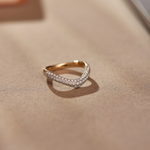 Pave Diamond Chevron Band, 14K Solid Gold, 5/8 ct Lab Grown Diamond-1