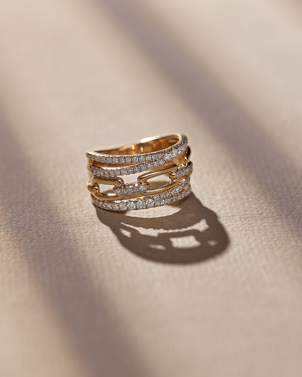 Interlinked Diamond Paperclip Band, 14K Gold Vermeil, 3/4 ct Lab Grown Diamond-6