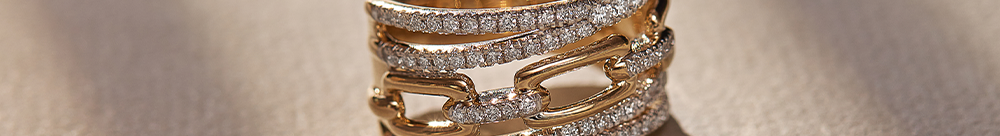 Interlinked Diamond Paperclip Band, 14K Gold Vermeil, 3/4 ct Lab Grown Diamond-1