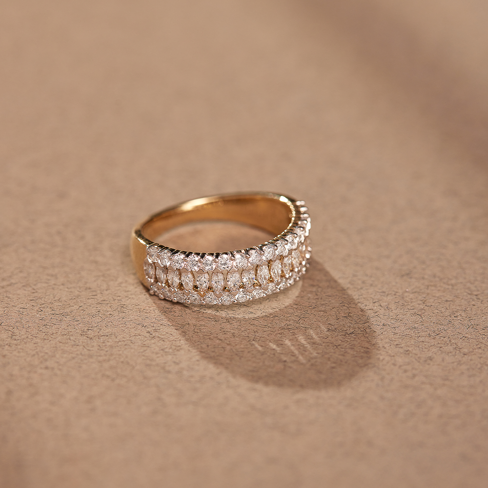 Marquise Diamond Eternity Band, 14K Solid Gold, 1 ct Lab Grown Diamond-1