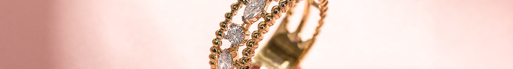 Beaded Three Row Diamond Band, 14K Gold Vermeil, 1/2 ct Lab Grown Diamond-1