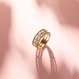 Beaded Three Row Diamond Band, 14K Solid Gold, 1/2 ct Lab Grown Diamond-1