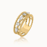 Beaded Three Row Diamond Band, 14K Solid Gold, 1/2 ct Lab Grown Diamond-3