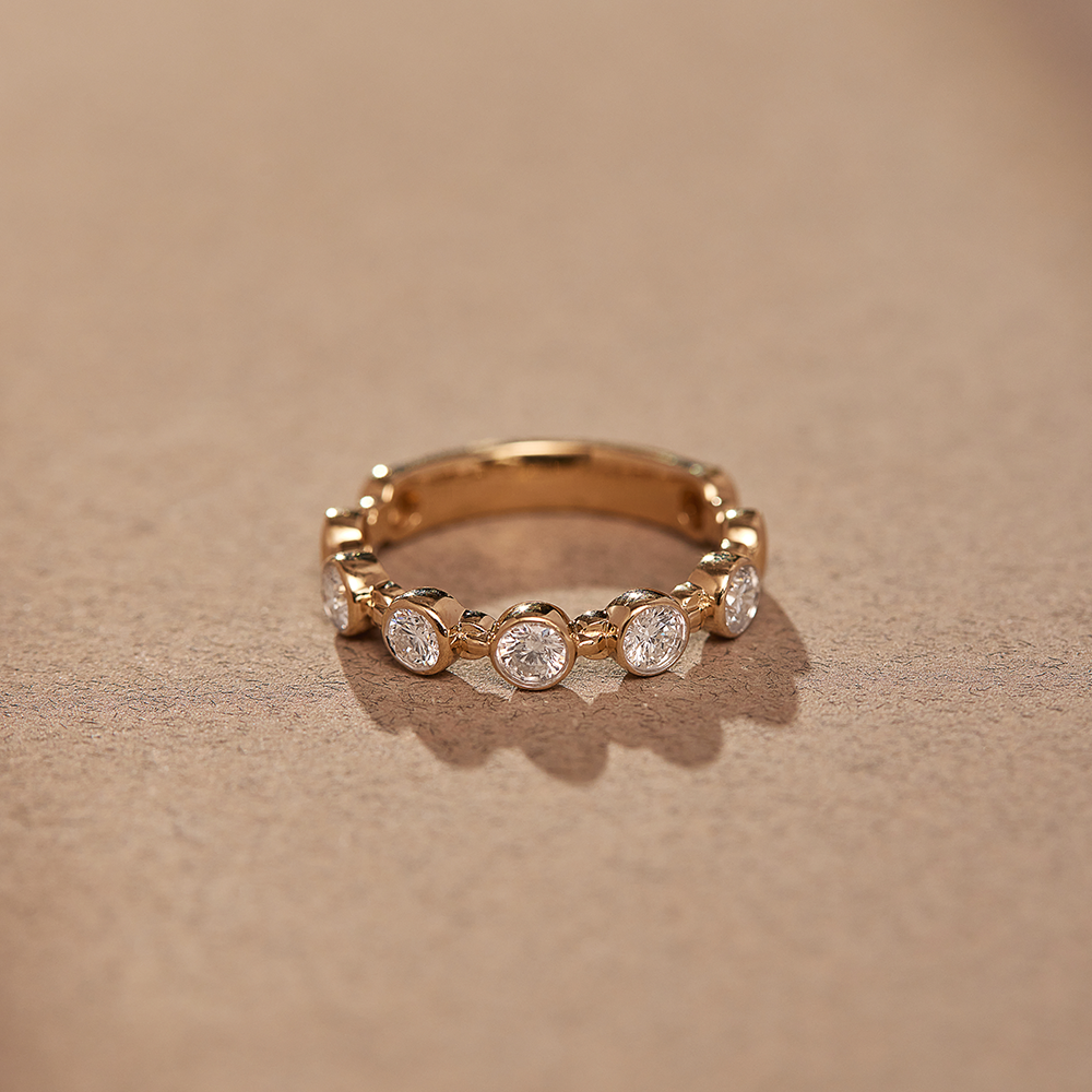 Bezel Set Station Diamond Eternity Band, 14K Solid Gold, 1/2 ct Lab Grown Diamond-1