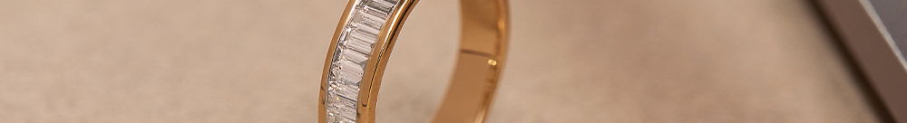 Channel Baguette Diamond Band, 14K Gold Vermeil, 3/4 ct Lab Grown Diamond-1