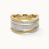 Textured Criss Cross Diamond Band, 14K Solid Gold, 3/4 ct Lab Grown Diamond-3