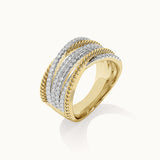 Textured Criss Cross Diamond Band