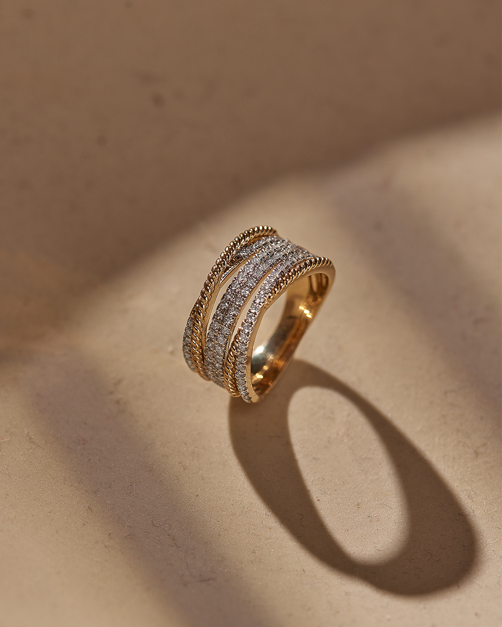 Textured Criss Cross Diamond Band, 14K Solid Gold, 3/4 ct Lab Grown Diamond-8