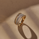Textured Criss Cross Diamond Band, 14K Solid Gold, 3/4 ct Lab Grown Diamond-8