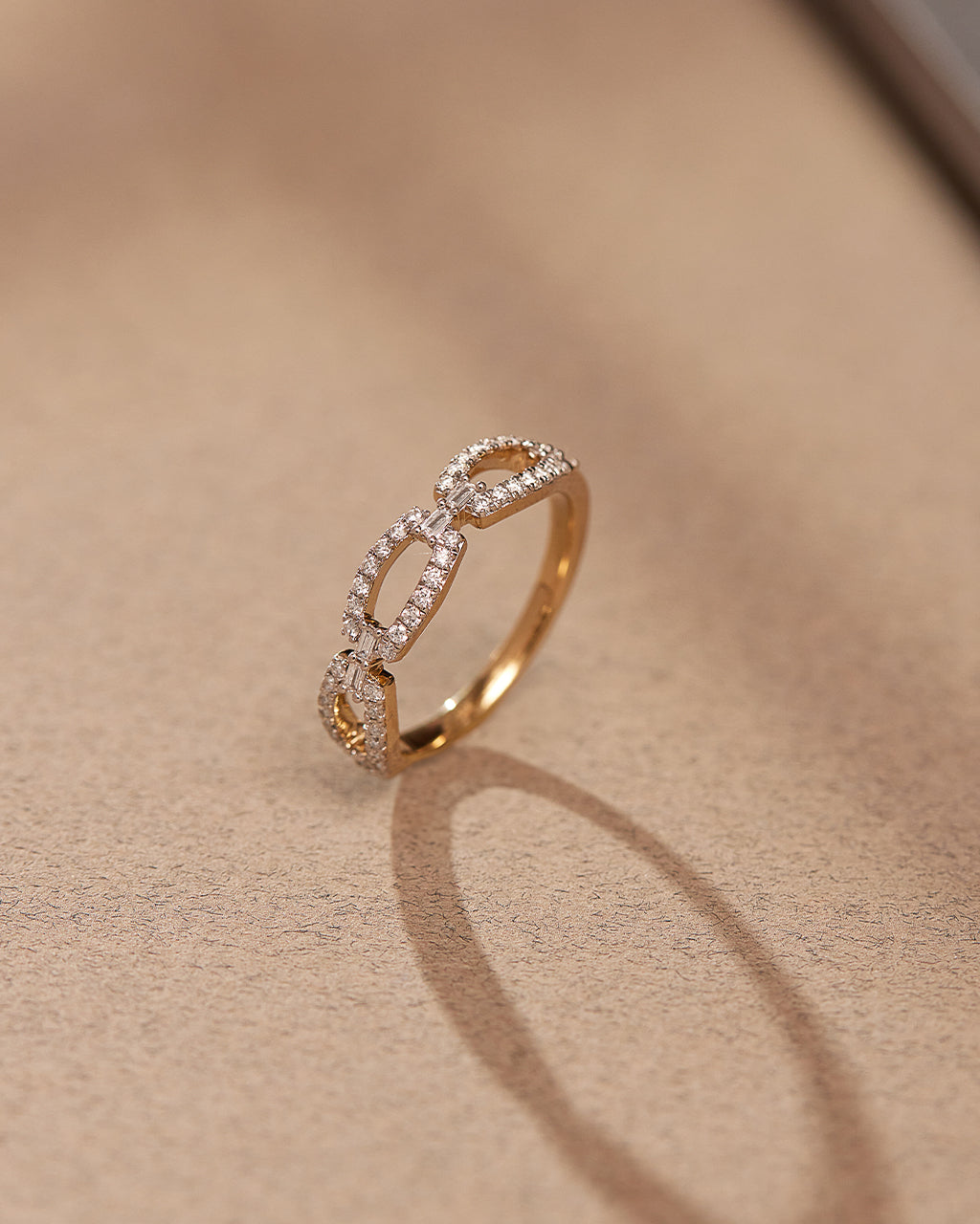 Paperclip Baguette Diamond Band, 14K Gold Vermeil, 3/8 ct Lab Grown Diamond-6