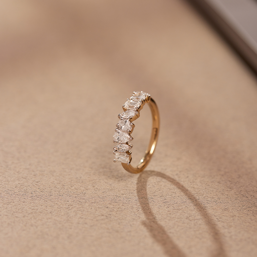 Multi Shape Diamond Band, 14K Solid Gold, 1 1/5 ct Lab Grown Diamond-1