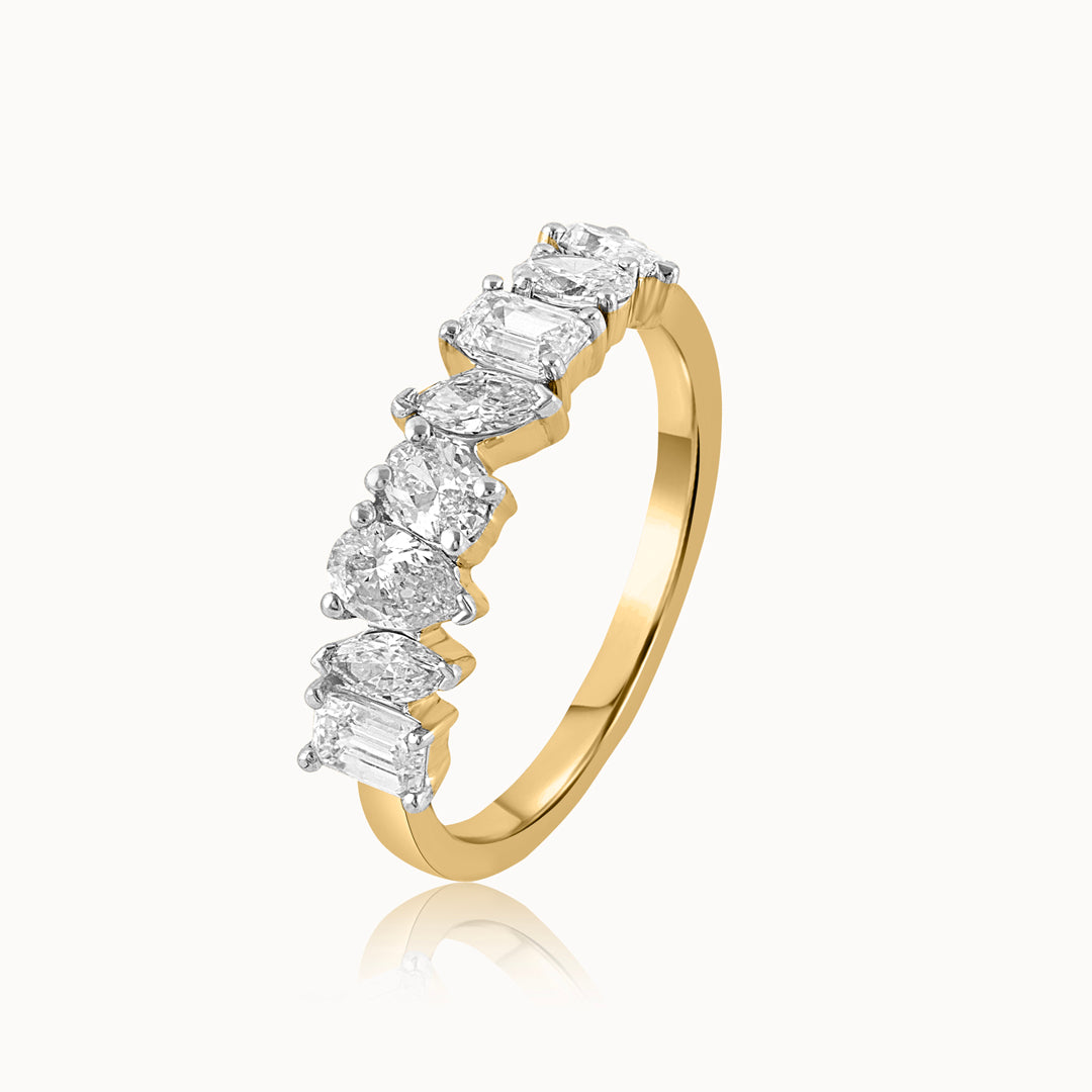 Multi Shape Diamond Band, 14K Solid Gold, 1 1/5 ct Lab Grown Diamond-3