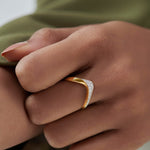 Soft Chevron Ring, 14K Solid Gold, 1/5 ct Lab Grown Diamond-4