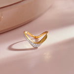 Soft Chevron Ring, 14K Solid Gold, 1/5 ct Lab Grown Diamond-6