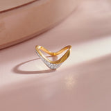 Soft Chevron Ring, 14K Solid Gold, 1/5 ct Lab Grown Diamond-1