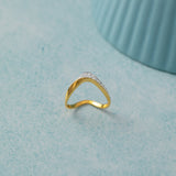 Soft Chevron Ring, 14K Gold Vermeil, 1/5 ct Lab Grown Diamond-5