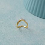 Soft Chevron Ring, 14K Solid Gold, 1/5 ct Lab Grown Diamond-5