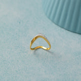 Soft Chevron Ring, 14K Solid Gold, 1/5 ct Lab Grown Diamond-5