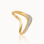 Soft Chevron Ring, 14K Solid Gold, 1/5 ct Lab Grown Diamond-3
