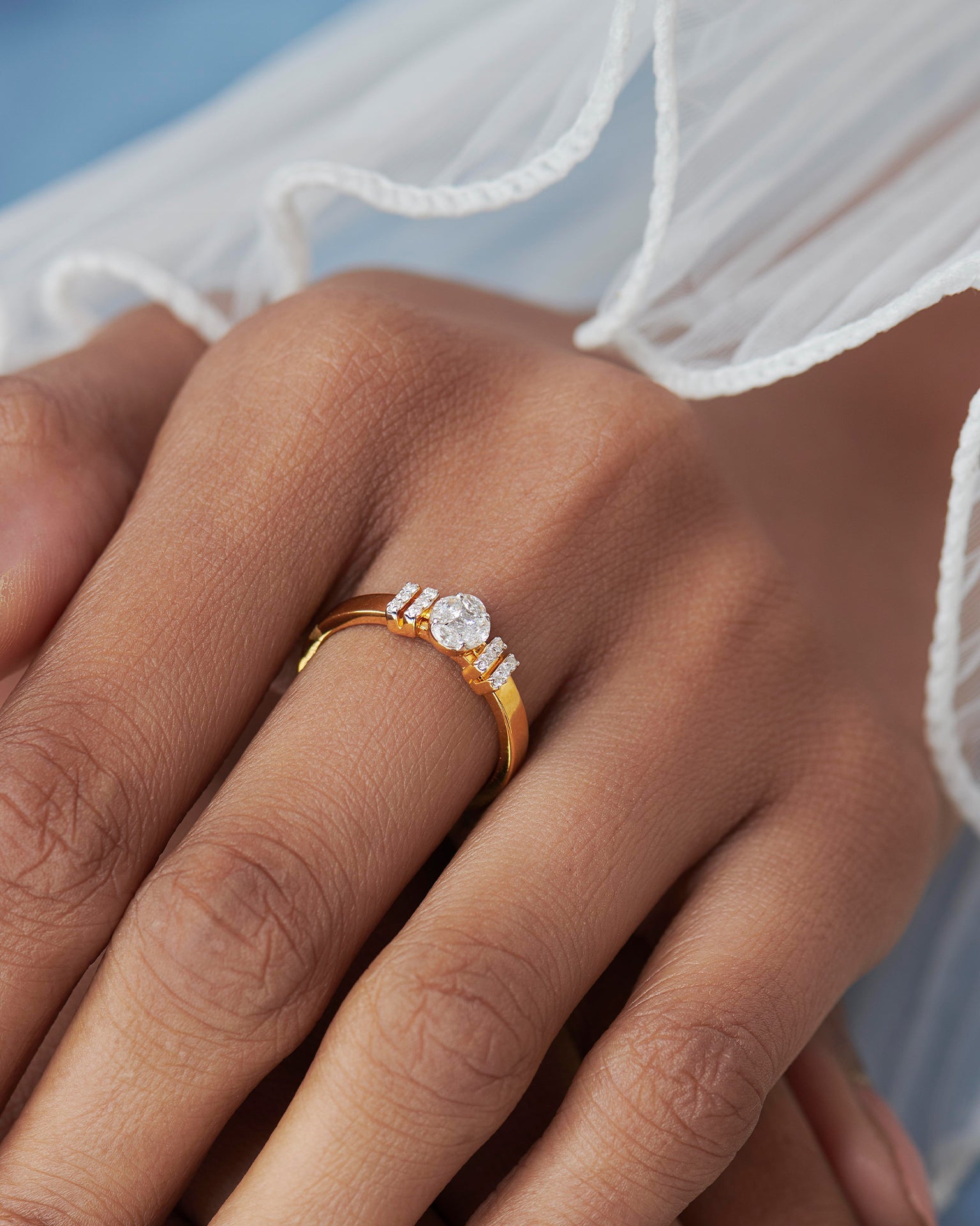 Radiant Diamond Band, 14K Solid Gold, 1/4 ct Lab Grown Diamond-4