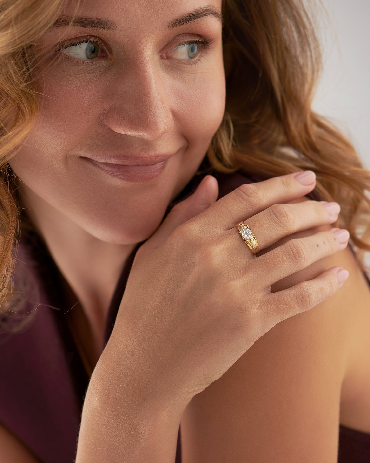 Starlight Diamond Ring, 14K Solid Gold, 3/8 ct Lab Grown Diamond-2