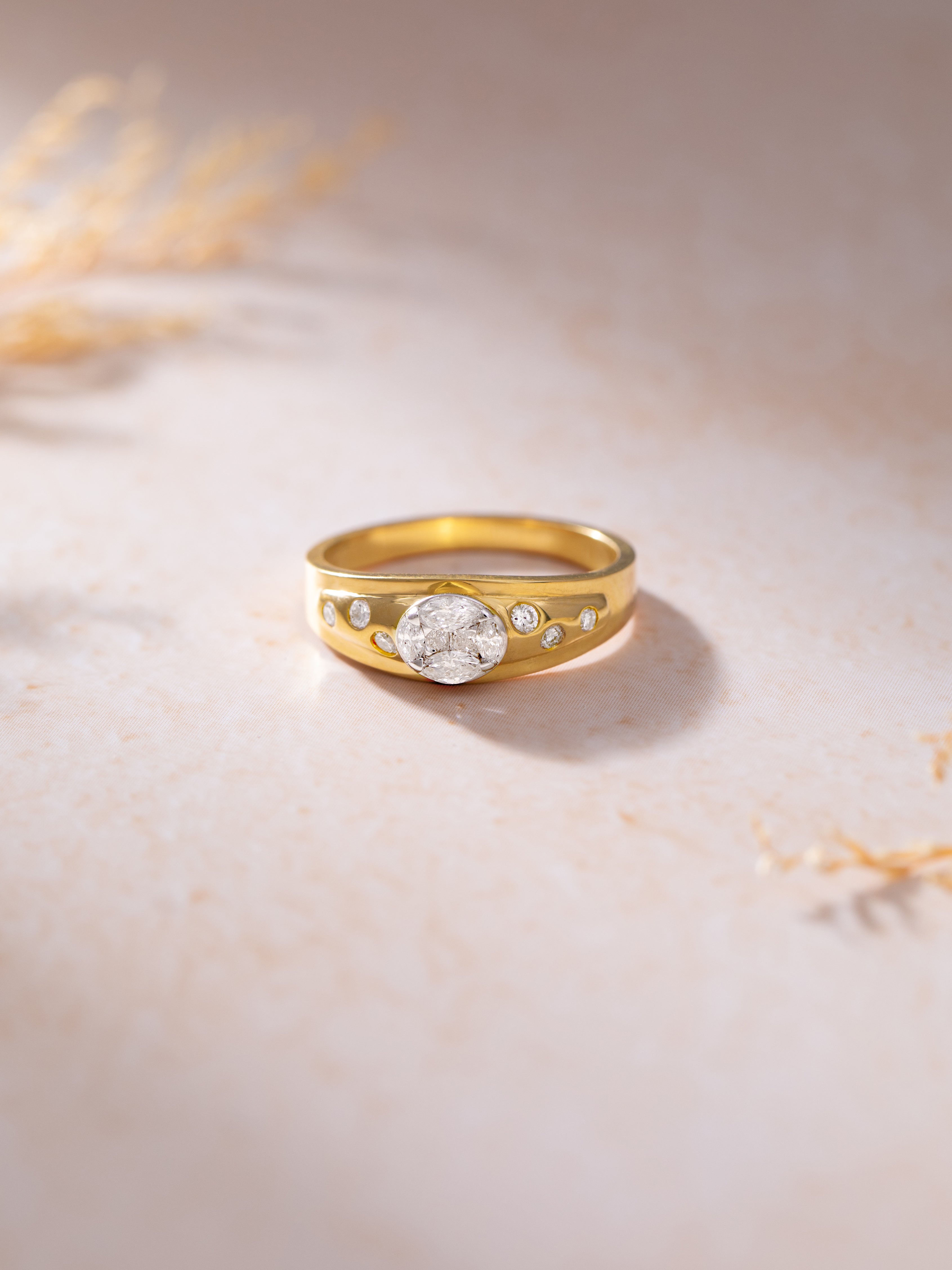 Starlight Diamond Ring, 14K Solid Gold, 3/8 ct Lab Grown Diamond-5