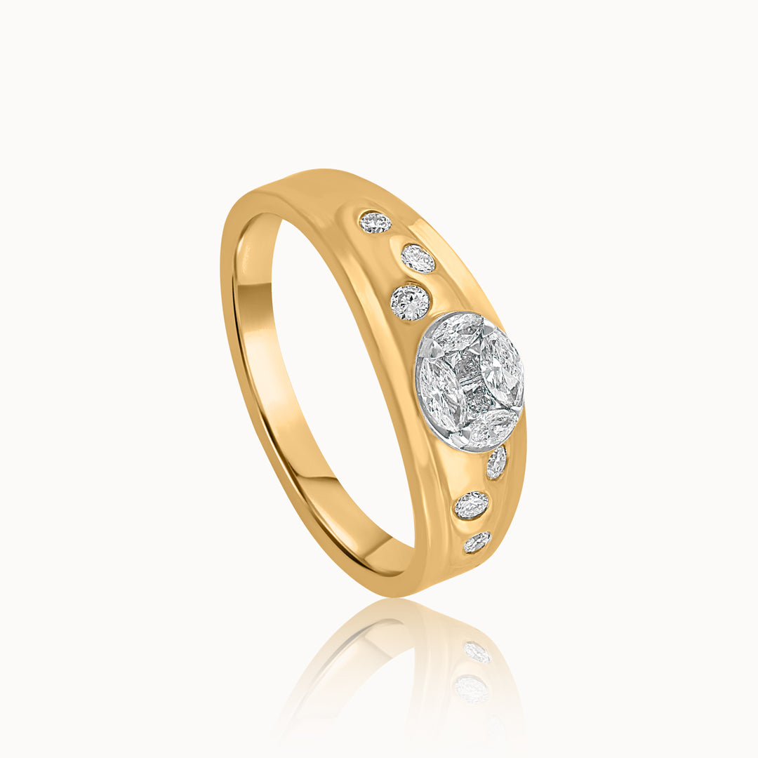 Starlight Diamond Ring, 14K Solid Gold, 3/8 ct Lab Grown Diamond-3