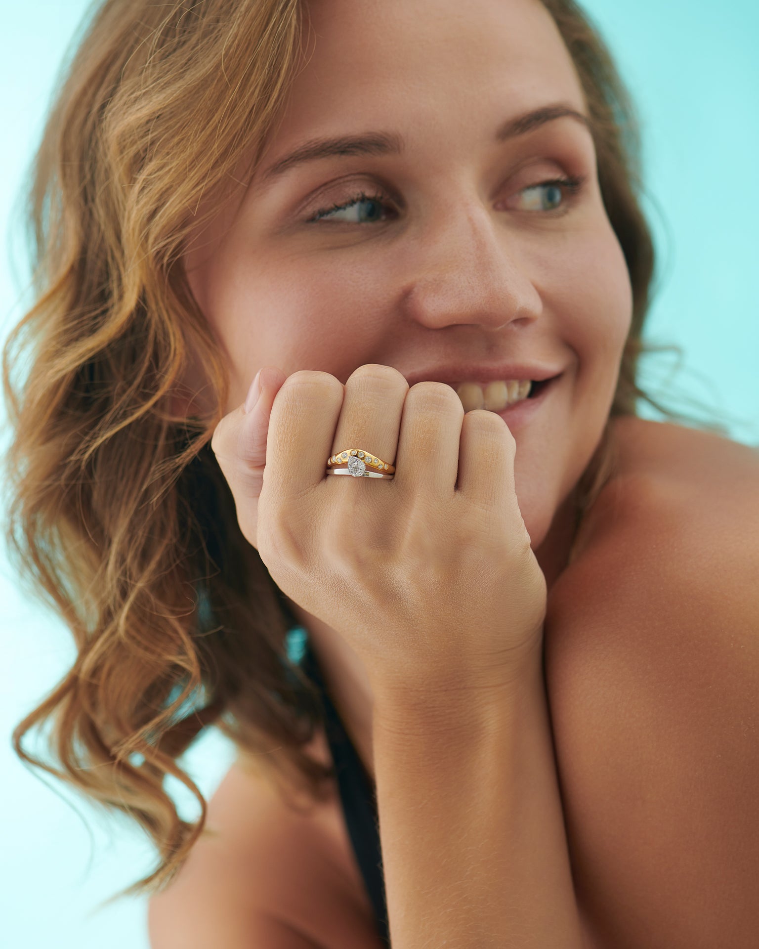 Starlight Chevron Ring, 14K Solid Gold, 3/8 ct Lab Grown Diamond-2