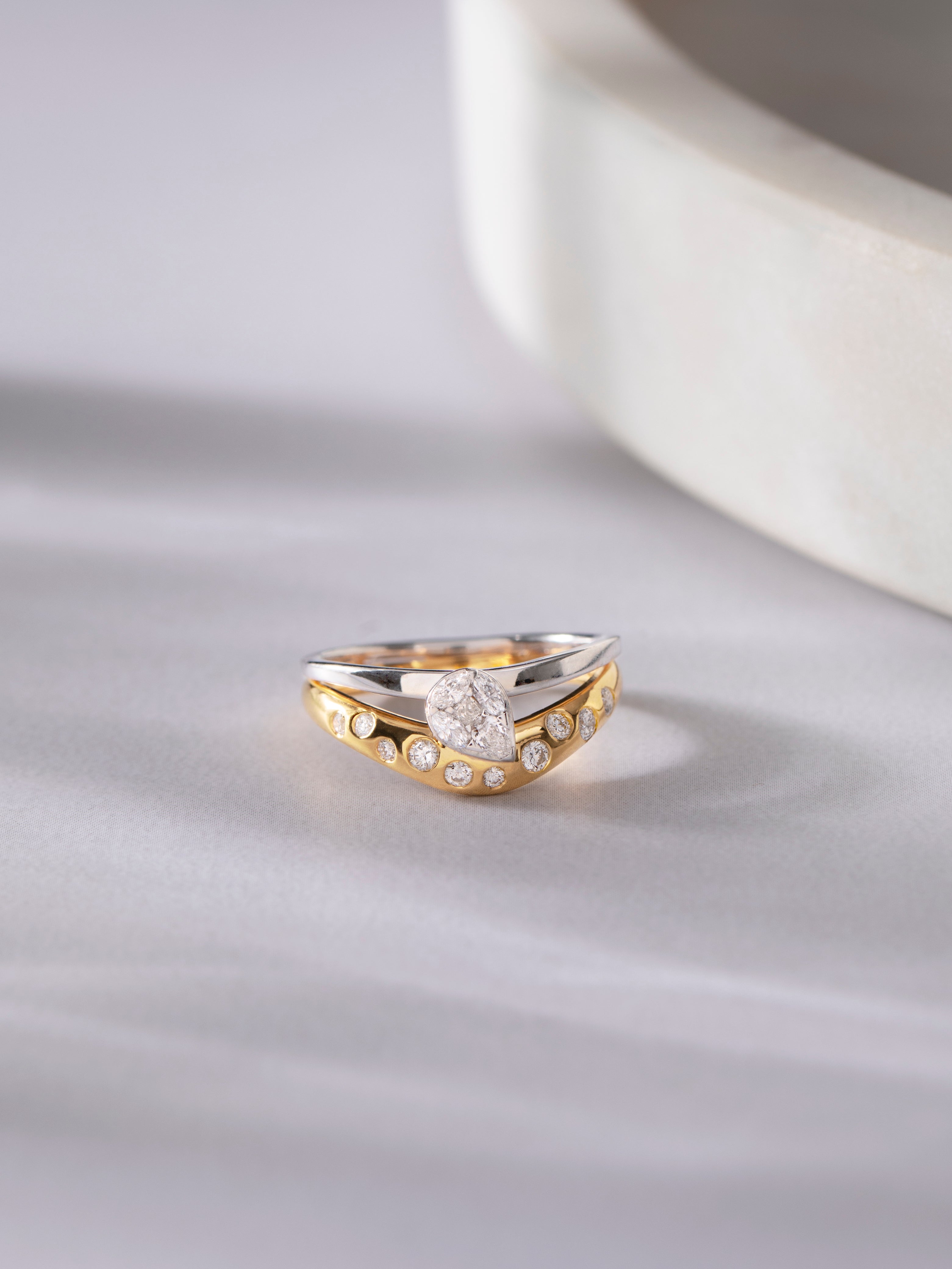 Starlight Chevron Ring, 14K Solid Gold, 3/8 ct Lab Grown Diamond-5