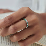 Created Emerald Checkered Band, Sterling Silver, 1/4 ct Lab Grown Diamond-2