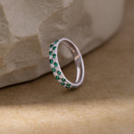 Created Emerald Checkered Band, 14K Solid Gold, 1/4 ct Lab Grown Diamond-5